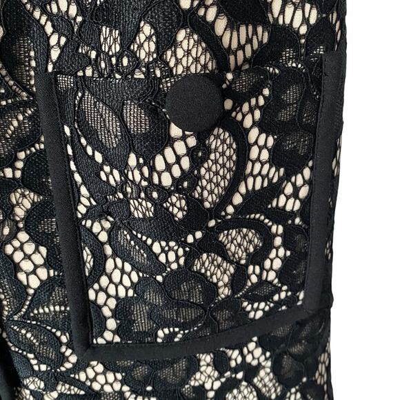 Alexia Admor Brecken Lace Dress Black Nude Button Front size 6 - Picture 6 of 11